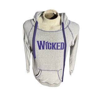 Wicked The Musical Hoodie Gray Purple Stitch Raglan USA Made Broadway Rare L
